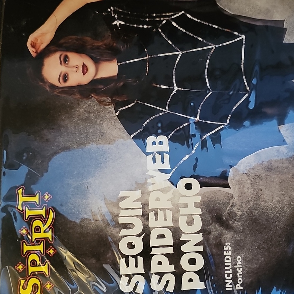Spirit Black Poncho with Silver Sequin Spiderweb
